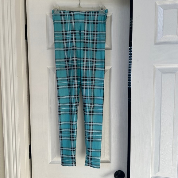 Blackmilk TARTAN TURQUOISE LEGGINGS sz S - Picture 2 of 5